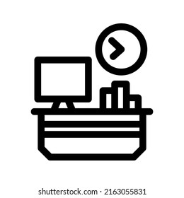 icono de tiempo de trabajo o logotipo símbolo de signo aislado ilustración vectorial - iconos vectoriales de estilo negro de alta calidad
