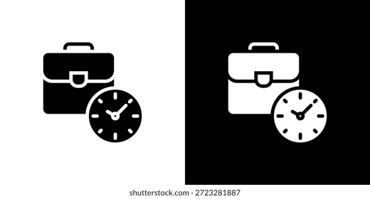 Arbeitszeit-Symbolblatt Schwarz-Weiß