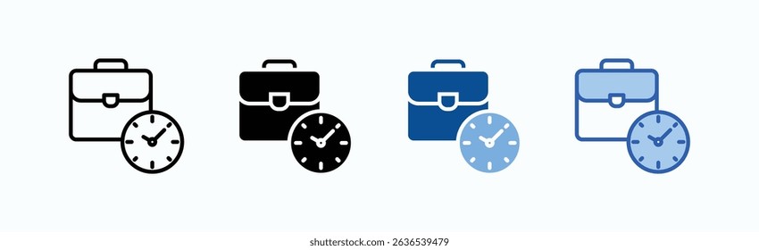 Work Time Icon Sheet Multiple Style Collection Isolated Vector