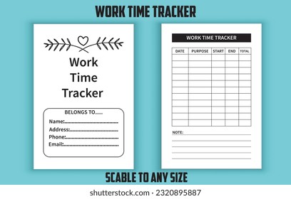 Work time tracker. goal planner. Low content kdp interior design template