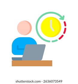 Work Timer. Icon Flat Vector Illustration