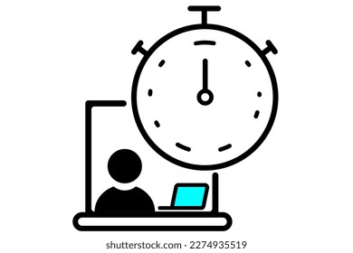 Work timer icon Flexible working hours. immediate icon work life balance. Remote time icon Task stopwatch time. working time management Quick response icon. Remote worker fast service efficient workfl