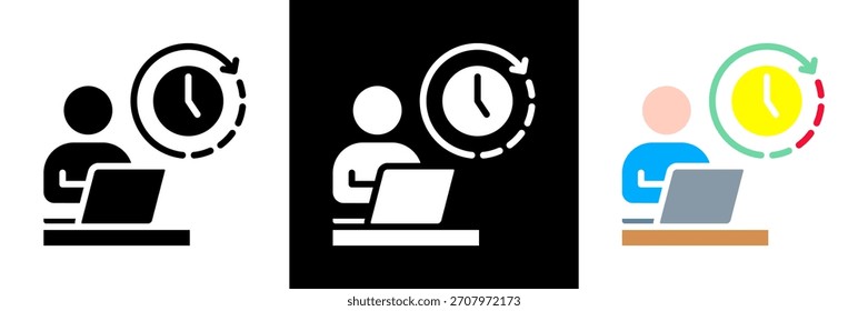 Ícone de Timer de Trabalho do vetor de Estilo de Glifo