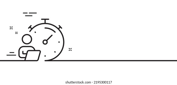 Work timer line icon. Task stopwatch time sign. Online countdown clock symbol. Minimal line illustration background. Timer line icon pattern banner. White web template concept. Vector