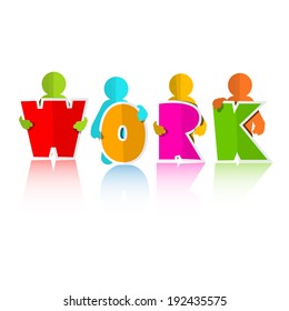 Work Title with Colorful Paper Cut People