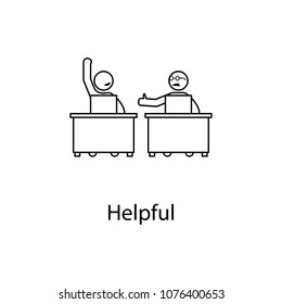 work together with a colleague illustration. Element of relationship with colleague. Thin line work together with a colleague illustration can be used for web and mobile on white background