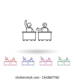 Work together with a colleague multi color icon. Simple thin line, outline vector of colleague and business partners icons for ui and ux, website or mobile application