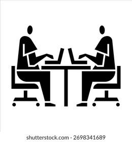 work together glyph icon. workplace illustration.
