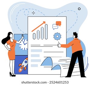 Work together vector illustration. The community thrives when there is cooperation and teamwork Team spirit plays vital role in achievement goals Partnerships are essential for effective project