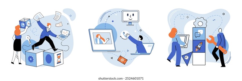 Work together vector illustration. The projects success hinges on effective collaboration among team members The work together metaphor illustrates importance collective effort and shared aspirations