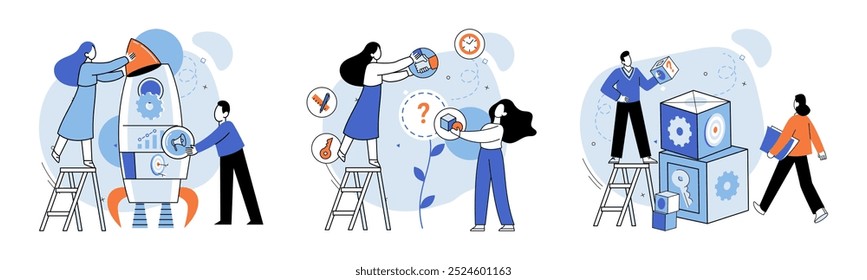 Work together vector illustration. Solidarity and mutual support enhance teams ability to work together The work together concept emphasizes value collaborative endeavors Co working spaces provide