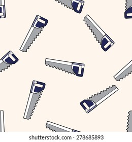 work tool hacksaw, cartoon seamless pattern background