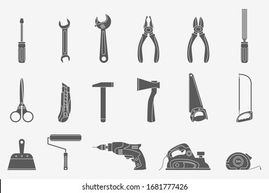 Work Tool Icons Set Vector Silhouettes Stock Vector (Royalty Free ...