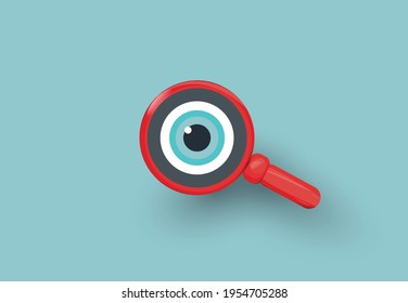 Work tool search red icon loupe. Magnifier. Vector illustration.