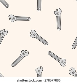 work tool wrench, cartoon seamless pattern background