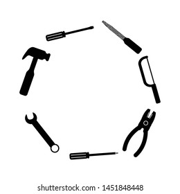 Work Tools Black Saw Wrench Hammer Screwdriver Icon Set Handyman Services Toolbox