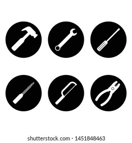 Work Tools Black Saw Wrench Hammer Screwdriver Icon Set Handyman Services Toolbox
