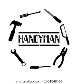 Work Tools Black Saw Wrench Hammer Screwdriver Icon Set Handyman Services Toolbox