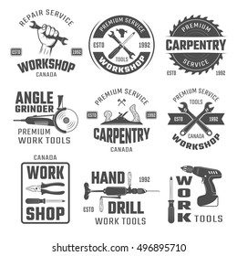 Work Tools Black White Emblems Wrench Stock Vector (royalty Free 