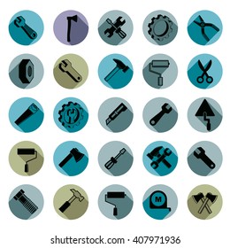 Work tools collection, carpentry and industry vector tools. Repair instruments isolated on white. Technical theme icons.