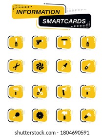 Herramientas de trabajo iconos de vector de color de la información tarjetas inteligentes para el diseño de la interfaz de usuario