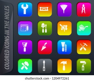 Work tools colored icons in the holes easily adapt to any background