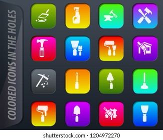 Work tools colored icons in the holes easily adapt to any background