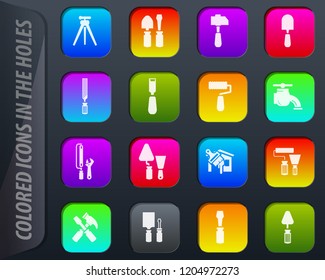 Work tools colored icons in the holes easily adapt to any background