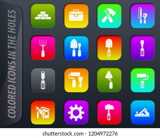 Work tools colored icons in the holes easily adapt to any background