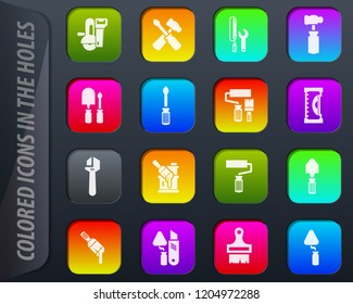 Work tools colored icons in the holes easily adapt to any background