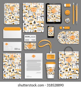 Work tools Corporate identity template set. Business stationery mock-up with logo. Branding design. 