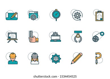work tools engineering icons collection vector illustration