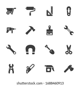 Iconos de herramientas de trabajo y equipos en fondo blanco (Conjunto 2)