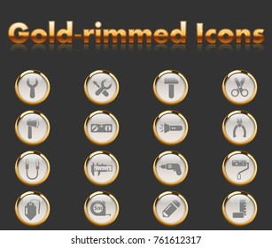 work tools gold-rimmed icons for your creative ideas