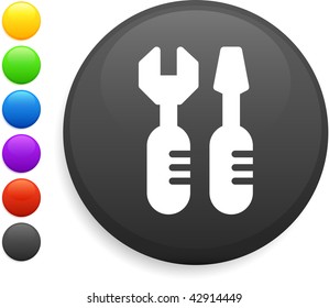work tools icon on round internet button original vector illustration 6 color versions included