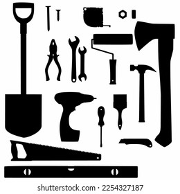 
work tools icon set. Tool silhouette. Tool collection