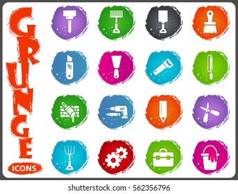 Work tools icon set for web sites and user interface in grunge style