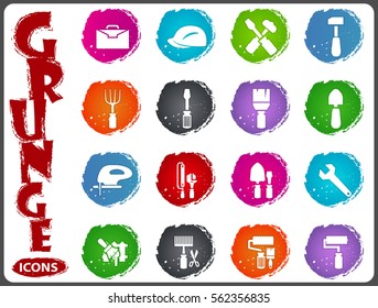 Work tools icon set for web sites and user interface in grunge style
