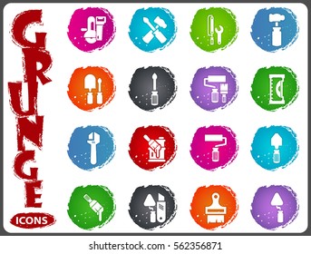 Work tools icon set for web sites and user interface in grunge style
