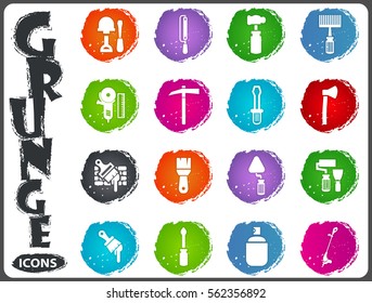 Work tools icon set for web sites and user interface in grunge style