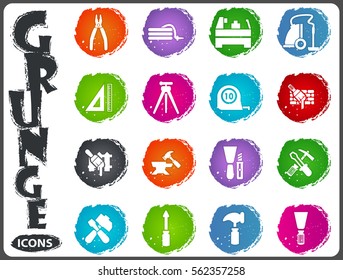 Work tools icon set for web sites and user interface in grunge style