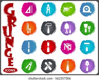 Work tools icon set for web sites and user interface in grunge style