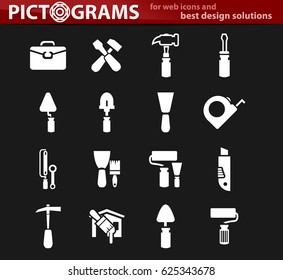 Work tools icon set for web sites and user interface