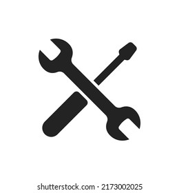 Work tools icon. Wrench vector logo. Simple icons of the screwdriver and wrench. Construction tools symbol. EPS10