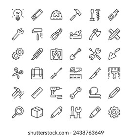 Work tools icons set. Vector line icons. Black outline stroke symbols