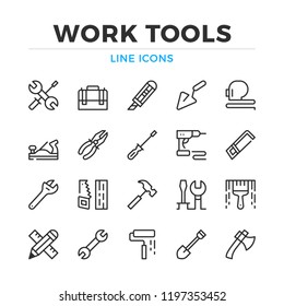 Work tools line icons set. Modern outline elements, graphic design concepts, simple symbols collection. Vector line icons
