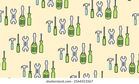 Work tools pattern background. Work tools illustration pattern. Work tools background. Perfect for fabrics, print, textile, wallpaper, and decor. SSTKbackgrounds