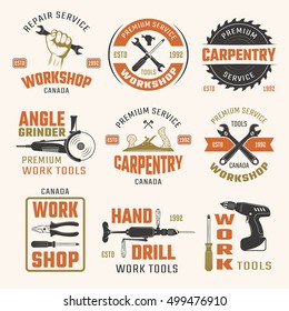 Work Tools Black White Emblems Wrench Stock Vector (Royalty Free ...