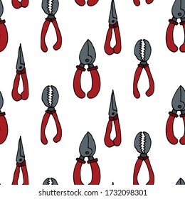 Work tools seamless pattern background of house repair and construction vector design.