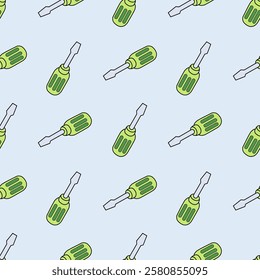 Work tools seamless pattern background. Work tools illustration pattern. Work tools, industry background. Perfect for fabrics, print, textile, wallpaper, and decor. SSTKbackgrounds